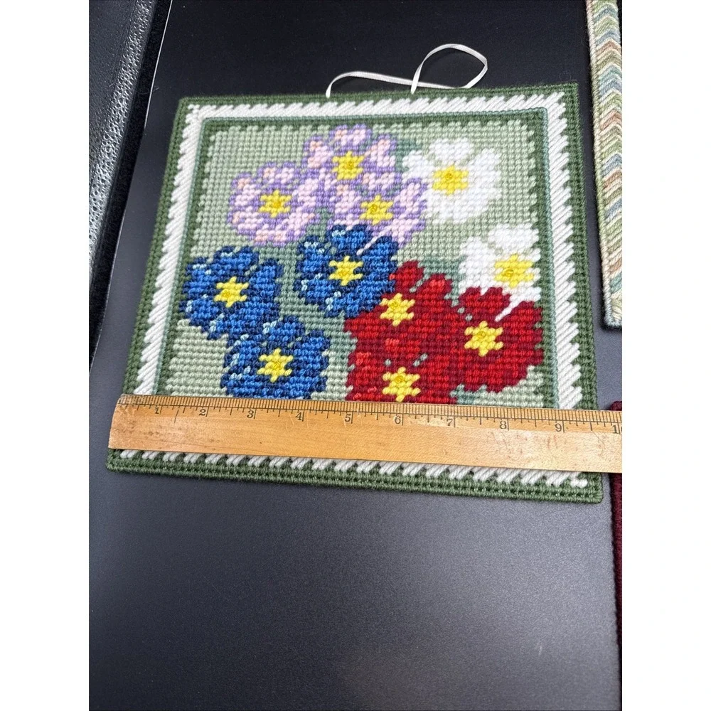 Plastic Canvas Completed Wall Decor Door Hanger Flowed Cactus Tree